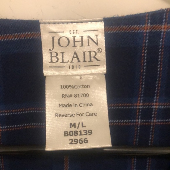 John Blair Mens Blue Flannel Nightshirt Size Medium / Large - Picture 4 of 10